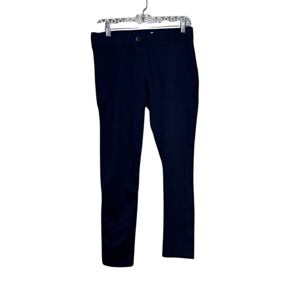 BETABRAND Pants Womens Medium Petite Pull On Skinny Pockets Navy Blue Comfy